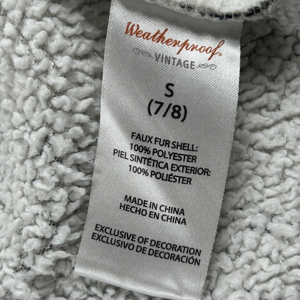 Weatherproof‎ Vintage Kids S Sherpa Lined Fleece Shirt Jacket White Black Plaid - Picture 9 of 11